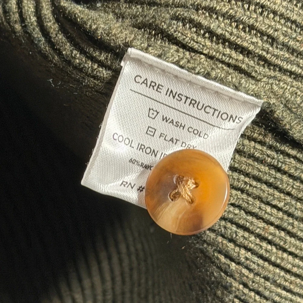 Mizzen+Main Men Olive Green Ribbed‎ Mock Neck Button Up Sweater XL Comfort